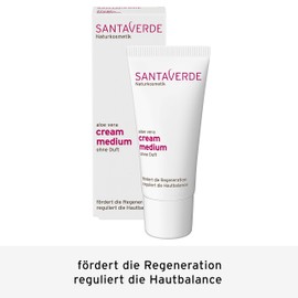 Santaverde Cream Medium / Balanced Face Cream / Moisturising / Promotes Skin Raining / Repairing / Without Fragrance / for Normal to Dry Skin / Pure Aloe Vera Juice / Own Controlled Organic Cultivation / Face & Décolleté / Unisex / 100% Vegan / 30 ml
