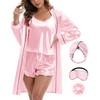 MORFORU Silk Pajamas for Women 3 Piece Satin Pajama Set