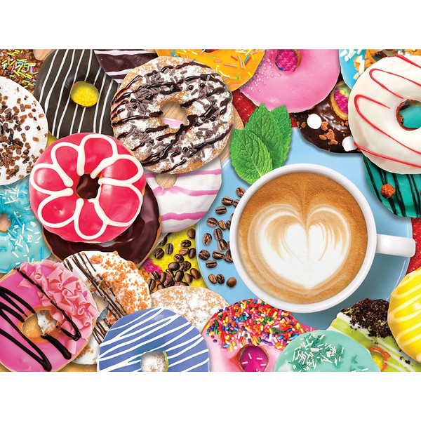 Springbok's 1000 Piece Jigsaw Puzzle Donuts N Coffee - Grid Cut Pieces - Made in USA