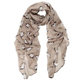 World of Shawls New Ladies Womens Celebrity Style Scarf Scarves (Beige Penguin)