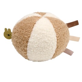 Nattou Active cuddly ball made of polyester, bear, plush ball with rattle, for newborns and premature babies, diameter 12 cm, teddy, white/light brown
