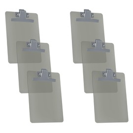 Acrimet Clipboard Memo Size A5 (23,5 cm x 16 cm) Premium Metal Clip (Plastic) (Smoke Color) (6 Pack)