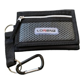 Lorenz Mens Slim Canvas Sports Wallet with Belt Hook - Black