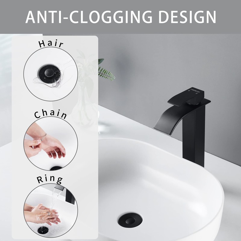 Fransiton Bathroom Sink Stopper, 1.1-1.77 Inch Basin Pop Up Black