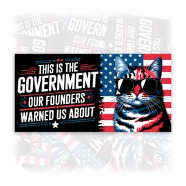 This is The Government Our Founders Warned Us About | Bumper Sticker or Car Magnet | Cat Lady Black Magnetic Bumper for Trucks Cars [7.5x3.75]