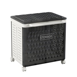 Laundry Hamper with Wheels and Lid, Foldable Clothes Basket for Small Spaces, Rolling Laundry Bin for Laundry Bathroom Bedroom Gym Room