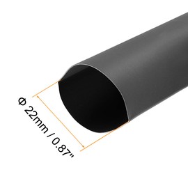 sourcing map Heat Shrink Tubing, 22mm Dia 37mm Flat Width 2:1 rate Shrinkable Tube Cable Sleeve 1m - Black