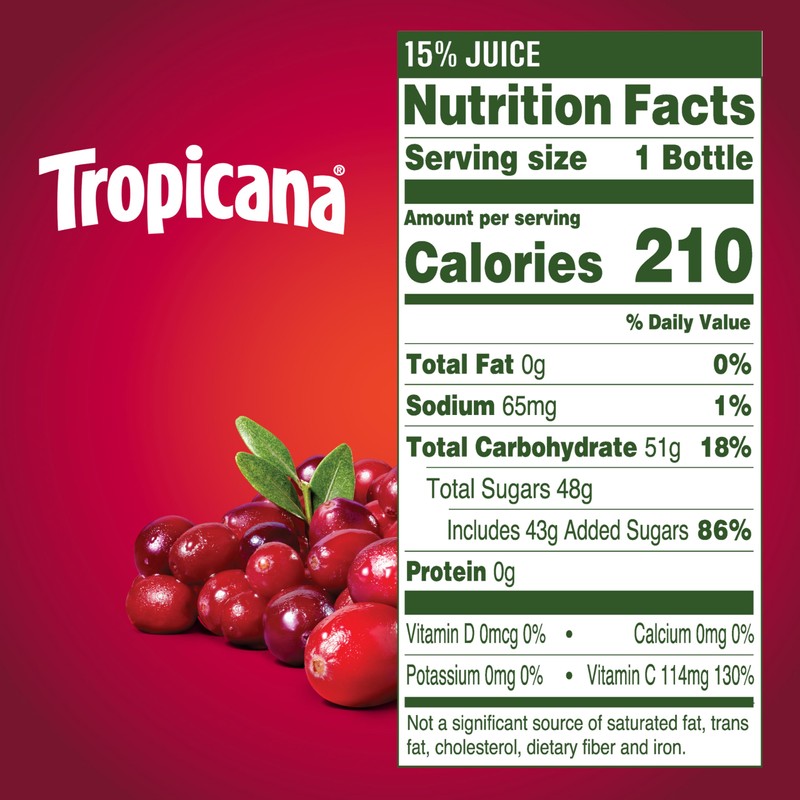 Tropicana Cranberry Juice Drink, 15.2 Ounce Bottle (Pack of 12)