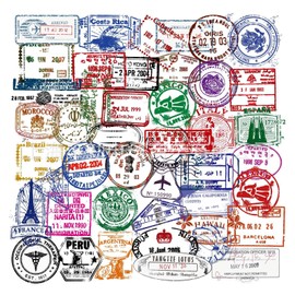 50 Pcs Retro Stamp Postmark Theme Stickers,Waterproof Transparent Retro Postmark Stickers for Scrapbooking, Journal, Envelope, Laptop, Water Bottle, Suitcase, Aesthetic DIY Crafts