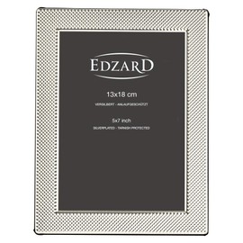 EDZARD Cagliari Picture Frame for Photos 13 x 18 cm Elegant Silver-Plated Silver Look with Pattern Tarnish Resistant with Velvet Back