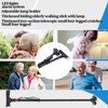 Aluminum Alloy Folding Light Cane Elderly Four‑legged with Lamp Non‑slip