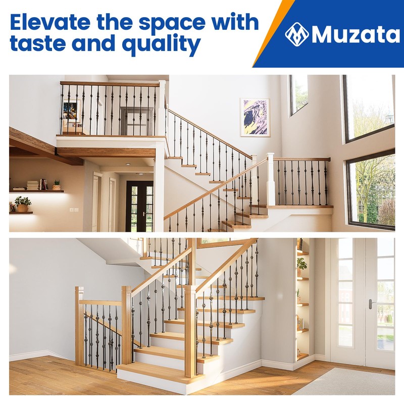 Muzata 10Pack 44'' Wrought Iron Balutser Hollow Double Spoon Metal
