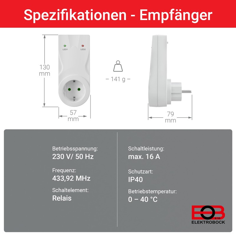 ELEKTROBOCK FRT7B3 Wireless Room Thermostat with Stand, Place Anywhere, with