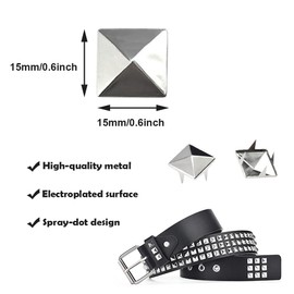100 Pcs Square Rivets Silver Pyramid Studs Standard Size Punk Spikes Rivet Clothing Spikes Studs for Leathercrafts DIY Projects Bags Belt Shoe Decorative Clothing Jeans