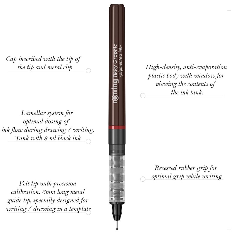 Rotring 0.1mm, 0.2mm, 0.3mm, 0.5mm, 0.8mm Line Thickness Tikky Graphic