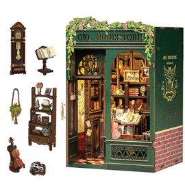 CUTEBEE Book Nook Kit - DIY Miniature House Dollhouse Kit for Adults, Booknook Tiny House Bookshelf Decor 3D Wooden Puzzle, Gifts for Family and Friends (Owl Bookstore)
