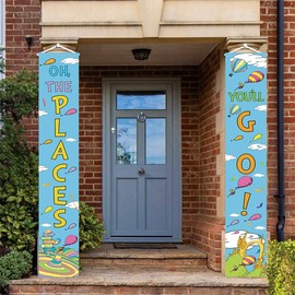 LOONELO Porch Banner for Oh The Places You'll Go with 70.8"X11.8", Theme Party Decorations Hanging Banner for Kindergarten Preschool Graduation Decorations