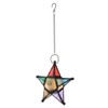 Moroco Iron Style Coloured Glasses Lantern Garden Outdoor Terrace Ornament(Black)