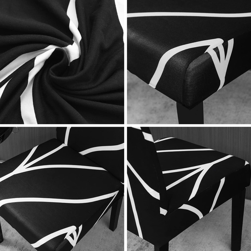 JQinHome Black Chair Covers for Dining Room Set of 6,