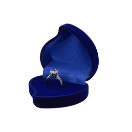 FuninCrea Velvet Ring Box Single Ring Holder Jewellery Gift Boxes Heart-Shaped Wedding Ring Box Small Engagement Ring Box for Marriage, Proposal, Engagement Ceremony (Blue)
