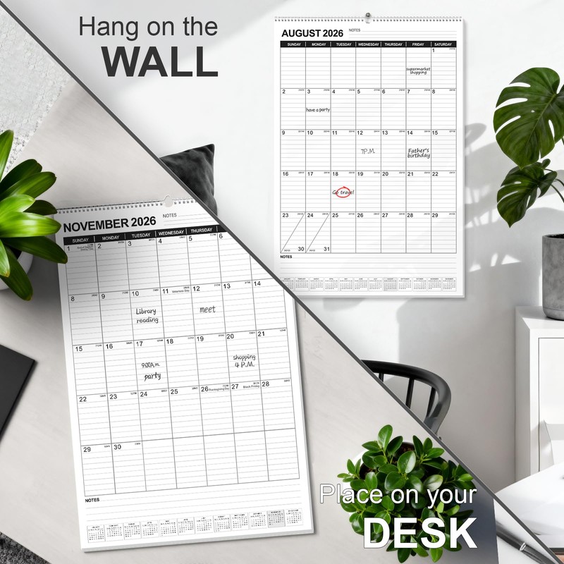 OuMuaMua Wall Calendar 2026, 18-Month Vertical Wall Calendar 2026-2027, 22"