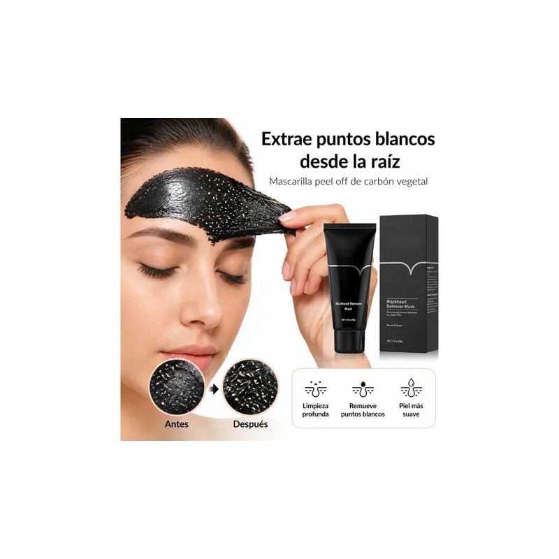 Mascarilla Facial 50g Carbón Activado Elimina Puntos Negros