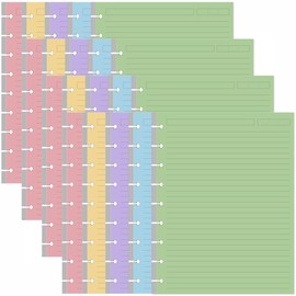 (4-Pack) 9-Disc Discbound 5 Colorful Line Paper Pre-punched Happy Planners Inserts, 400Sheets/800Pages Classic Size Line Loose-Leaf Paper, Per Color 80 Sheets, 7" x 9.25"