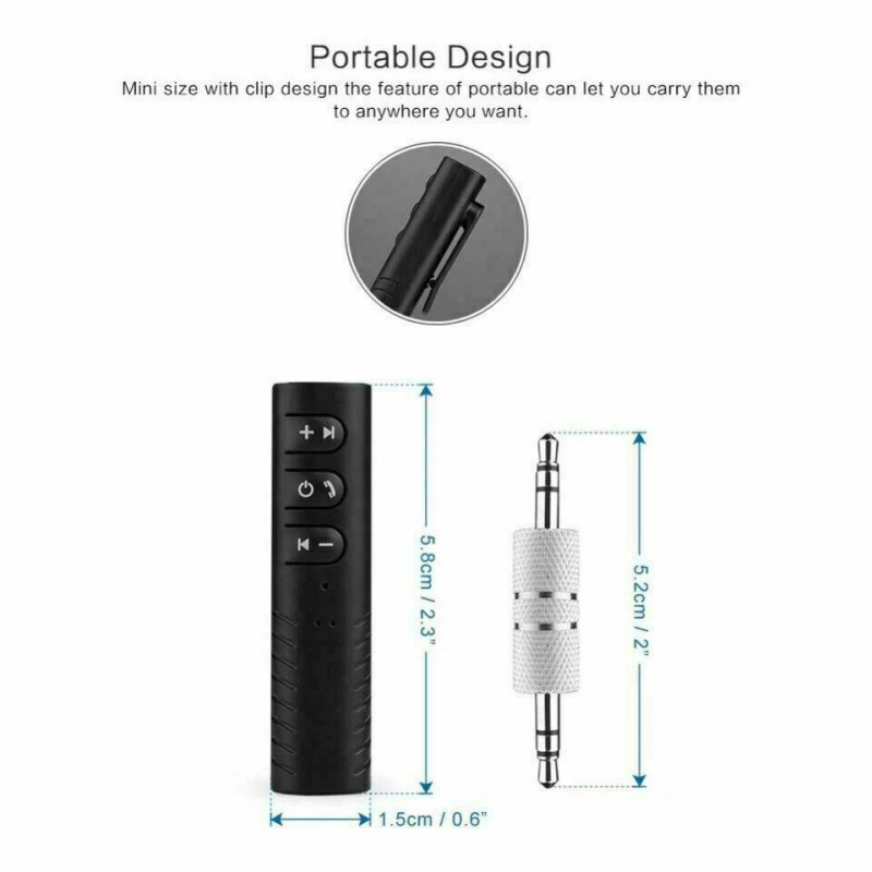 Unbranded Wireless Bluetooth Receiver 3.5mm AUX Audio Stereo Music Hands