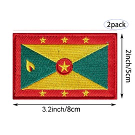 stidsds Paquete de 2 parches bordados de la bandera de Granada, banderas de Granada, parches tácticos militares para ropa, sombreros, mochilas, decoraciones de orgullo