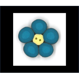 Just Another Button Company - Blue Flower - 2222 - 2 Sizes - Tiny - .5 inch