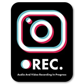 Isaac Trading Dash Cam Recording Sticker Waterproof and Weatherproof REC English Cool Design Sticker 3.3 x 4.2 inches (84 x 108 mm) (Black)