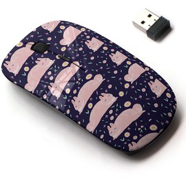 2.4G Wireless Mouse with Cute Pattern Design for All Laptops and Desktops with Nano Receiver - Easter Bunny