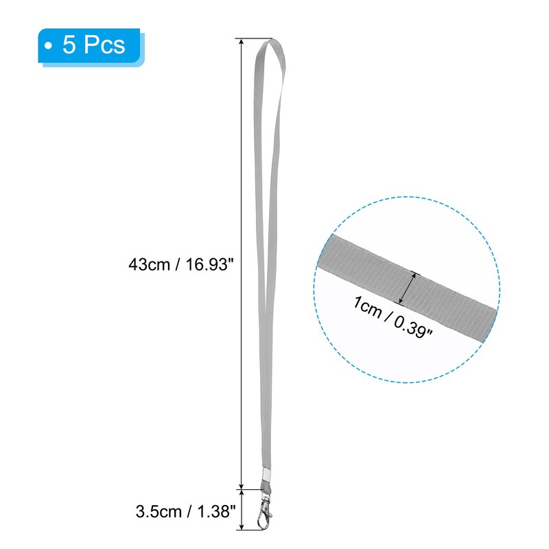 PATIKIL 17" Neck Lanyards, 5 Pack 0.4" Width Flat Strap