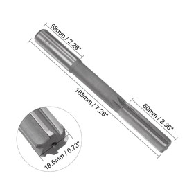 sourcing map Chucking Reamer 18.5mm, H7 HSS Lathe Machine Reamer 6 Straight Flutes, Round Shank Milling Cutting Tool, Metric Reaming Drill Bit for Stainless Steel Metal Hole