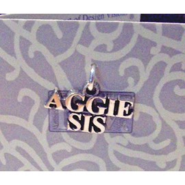 Wholesale Charms Sterling Silver 11x20mm ATM Texas A&M University Aggie Sis Sister Charm