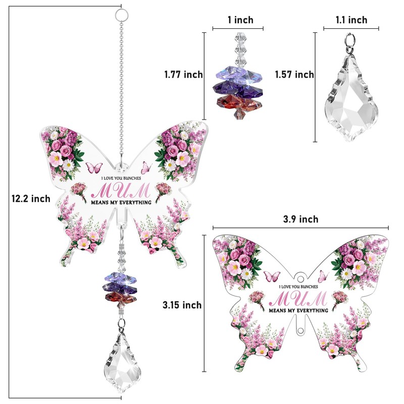 Sanyetral To Daughter Gift from Mum,Butterfly Acrylic Crystal Sun catcher