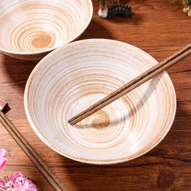 BOSILI 8.18 Inch Ceramic Ramen Bowl Set with Chopsticks Set of 2 Japanese Soup Bowls Noodle Bowls Wonton Bowls (BY)
