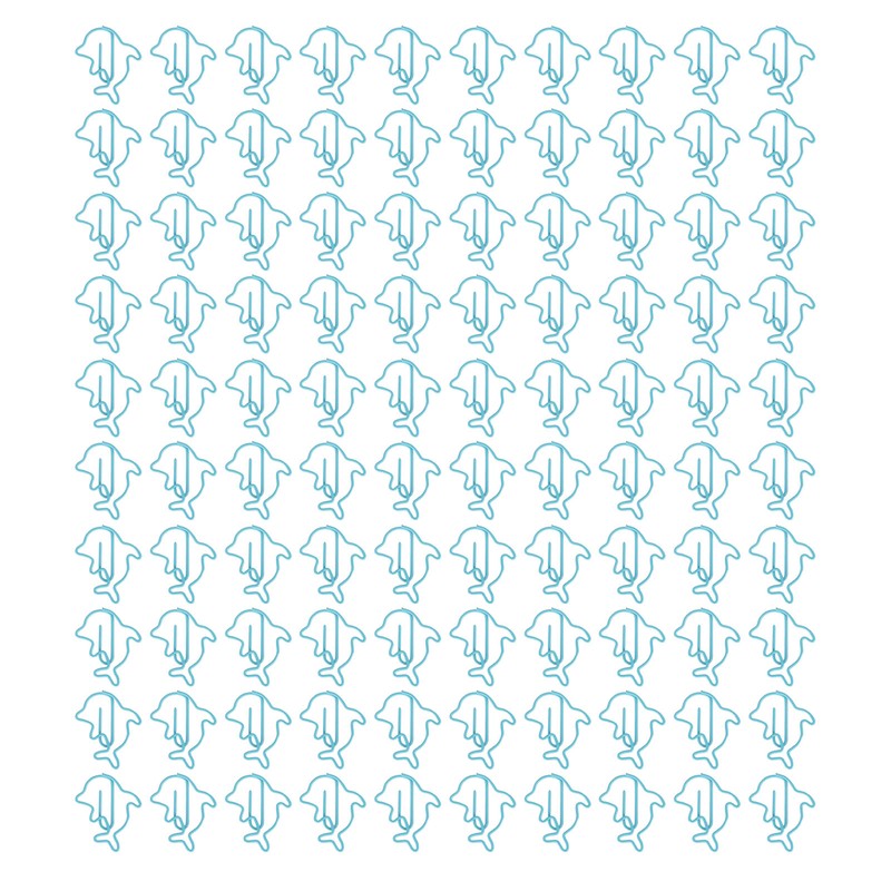 100Pcs Cute Paper Clips Blue Dolphin Style Exquisite Color Strong