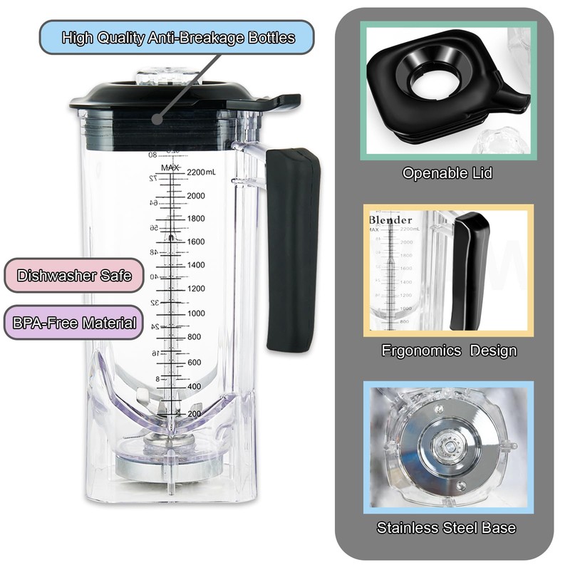 80 OZ Container Blender Pithcer Jar with Blade Replacement for