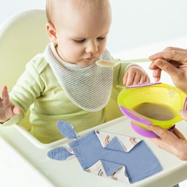 EUBEISAQI Baby Burp for Comfort,12X12Inches Baby Bandana Cotton Baby Burp - Rabbit Ears Absorbent Double Layer Burp Towel Soft Baby Bibs for Toddler