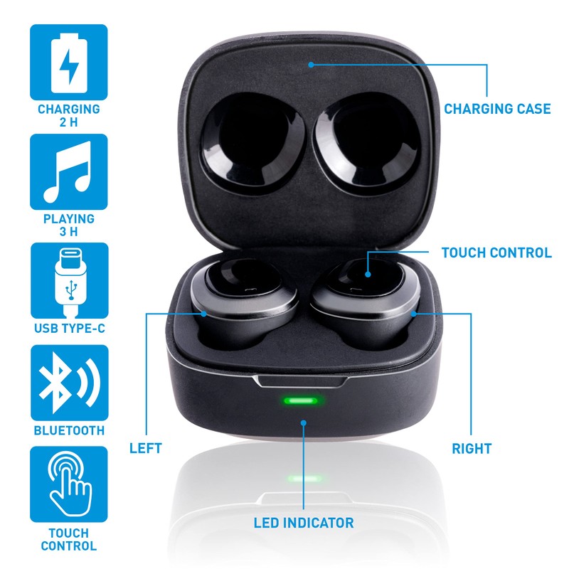 Grundig True Wireless Bluetooth Kopfhörer - 5 Stunden Spielzeit -