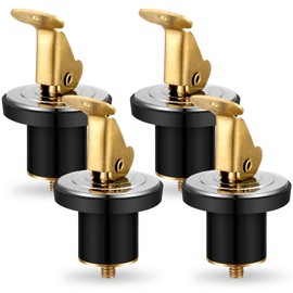 MorningRo 4 Pcs 1/2 Inch Boat Baitwell Drain Plug Brass Livewell Drain Plug Rubber Snap Lock for Baitwell Livewell Yacht Kayak Marine