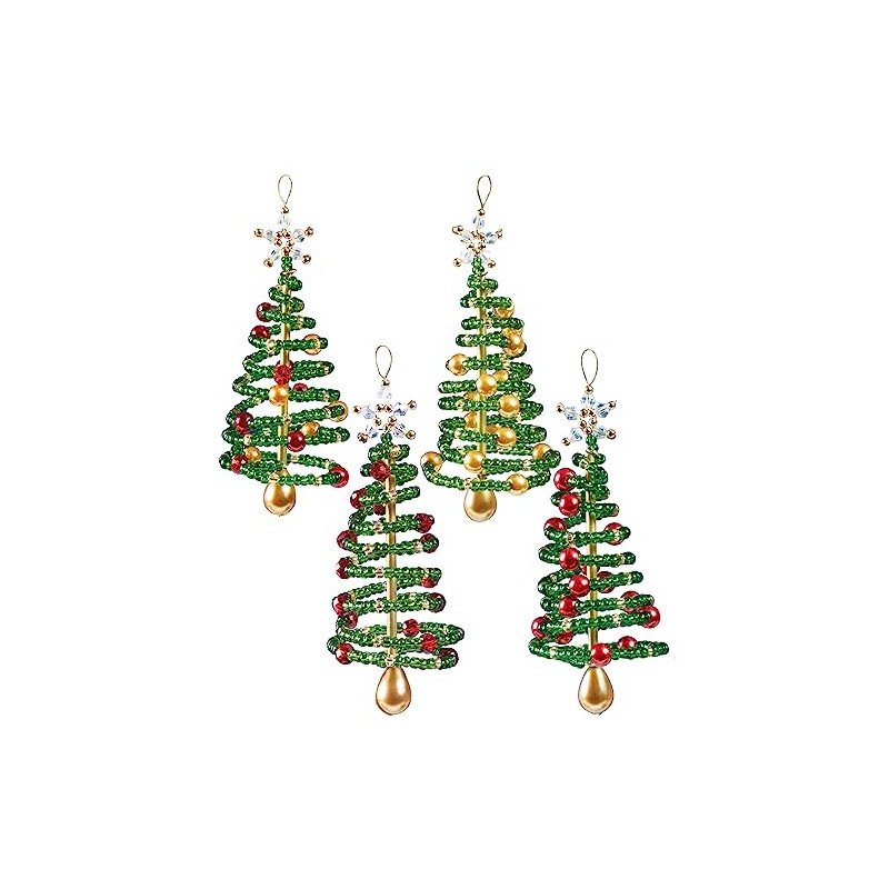 SOLID OAK Beaded Ornament KIT, Christmas Tree Makes 4