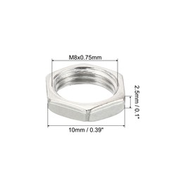 PATIKIL M8 x 0.75 Steel Hex Nuts 60 Pack Metric Thread Galvanised Fittings Nuts Screw Bolts Fixing Parts for Lamps Machine Repair 2.5 mm Height