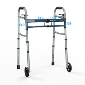 Agrish Narrow Walkers for Small Doorways - Width Height Adjustable Walker, 400 lbs Folding Walkers for Seniors Handicapped & Disabled, Standard Walkers for Tight Spaces