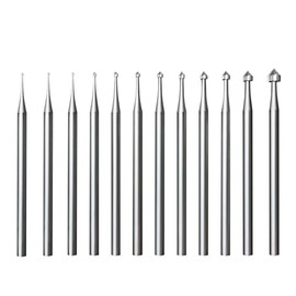 Putiqcher 12 Pcs Cylinder-Cone Shape Carving Burr Sets, 3/32 Inch Shank Jewelry Making Stone Setting Burs for Lapidary Easy Install