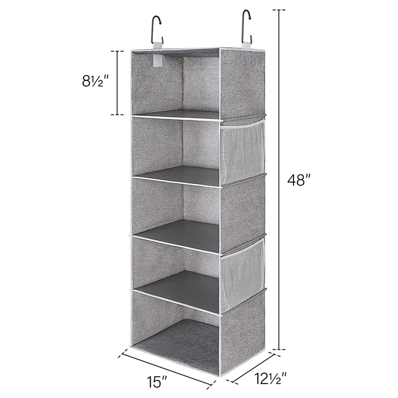 StorageWorks 5-Shelf Hanging Shelves for Closet, Clothes Organizers and Storage,