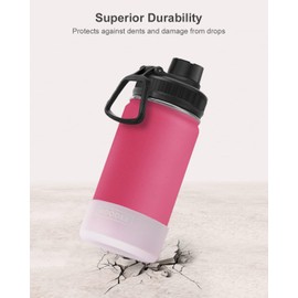 koodee Small Water Bottle 12 oz Stainless Steel Vacuum Insulated Wide Mouth Water Bottle with Leakproof Spout Lid (Canyon Red)