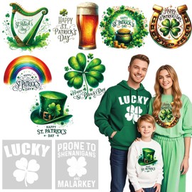 9 Sheets St Patrick's Day DTF Transfers Ready to Press Iron on Transfers for Tshirts - Iron on Patches on Clothes - Heat Transfer Vinyl Stickers Iron on Decals for Tablecloth Garden Flag DIY Crafts