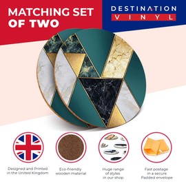 Destination Vinyl ltd 2 x MDF Glossy Top Coasters Round - Abstract Art Deco Marble Effect 21082